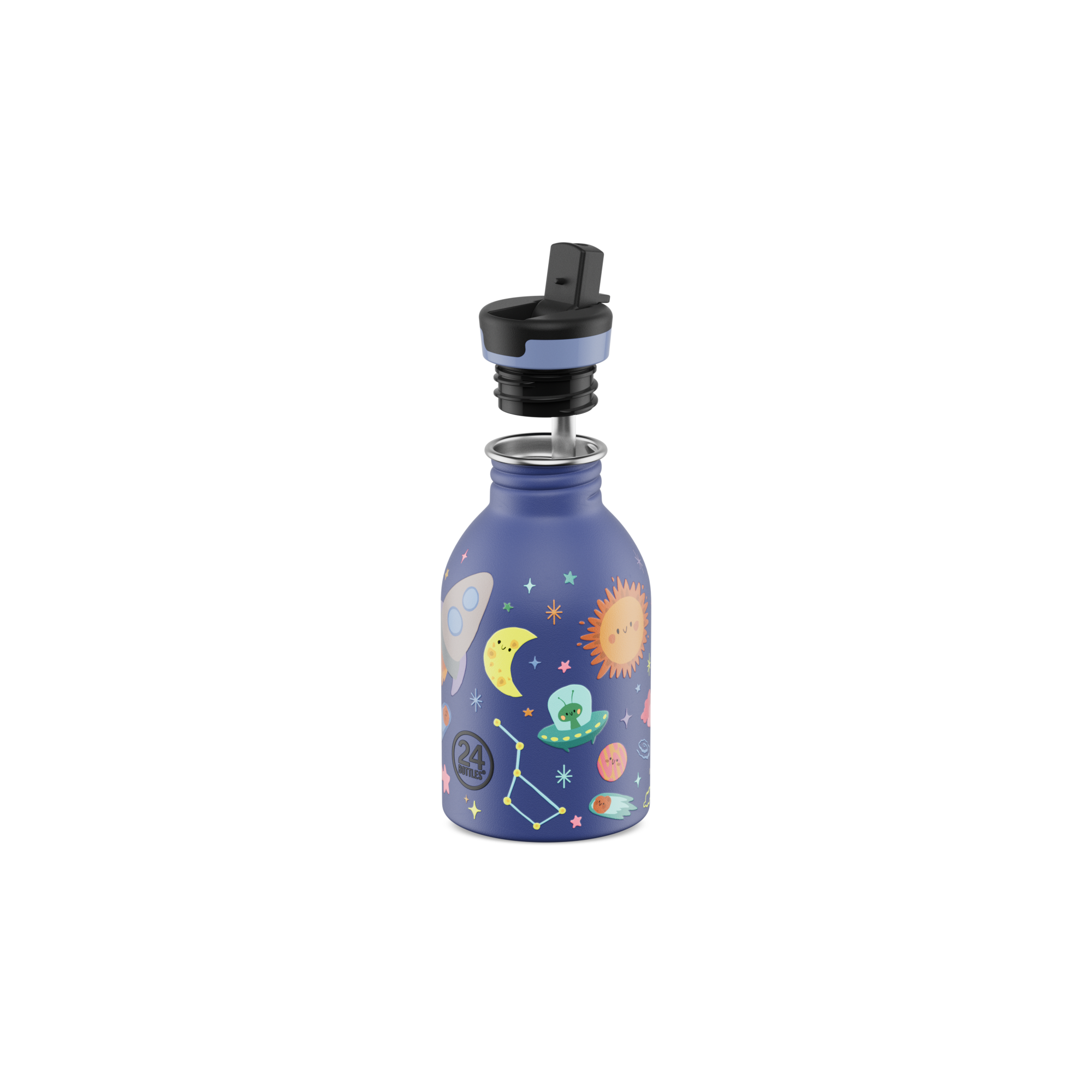 24bottles-kids-bottle-space-friends-trinkflasche-250-ml-classic-strohhalm image 2